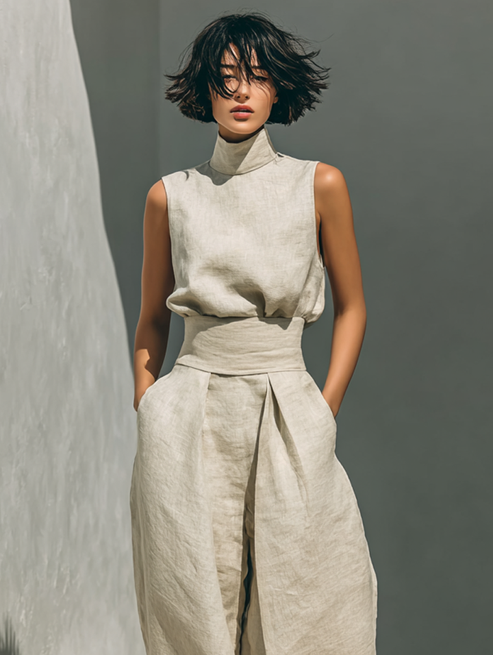 Maria | Tank Top and Wide Linen Pants Set