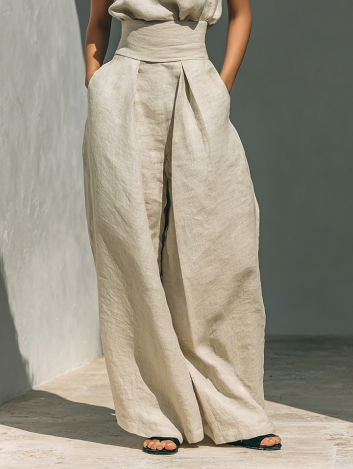 Maria | Tank Top and Wide Linen Pants Set
