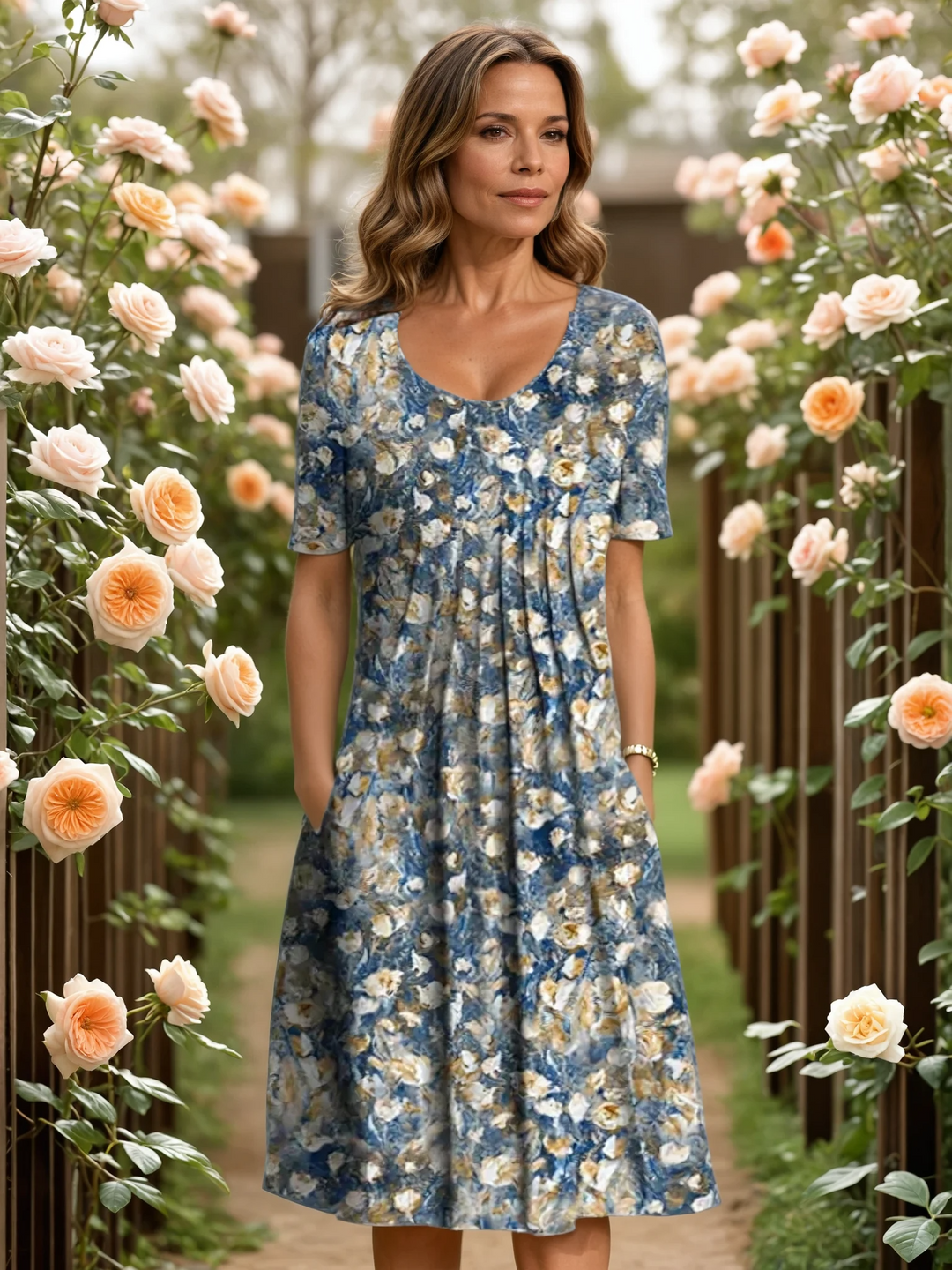 Harper | Elegant Floral Dress With Tummy Coverage