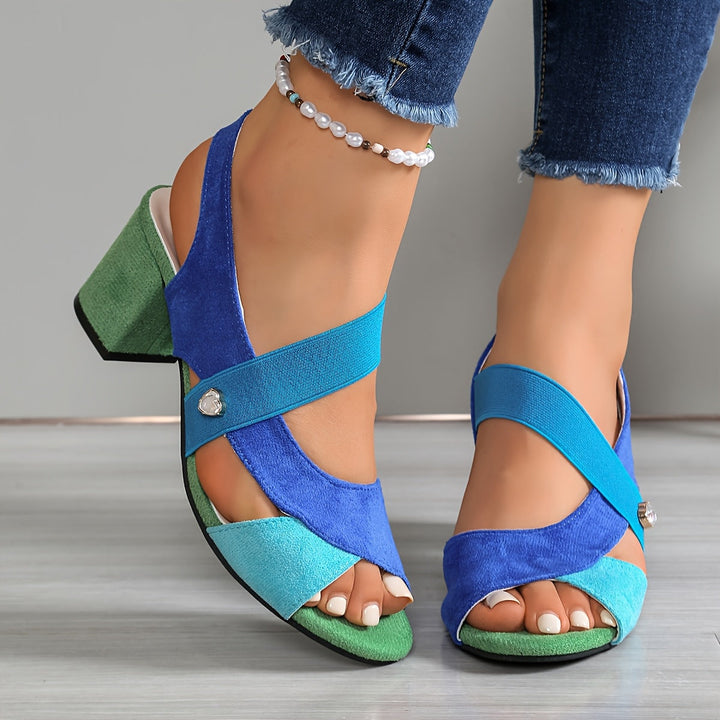 Linda | Women's Open Toe Block Heel Pumps