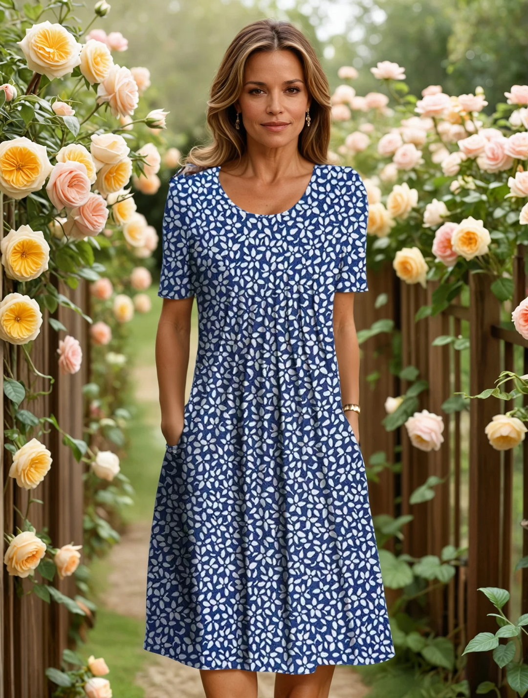 Harper | Elegant Floral Dress With Tummy Coverage