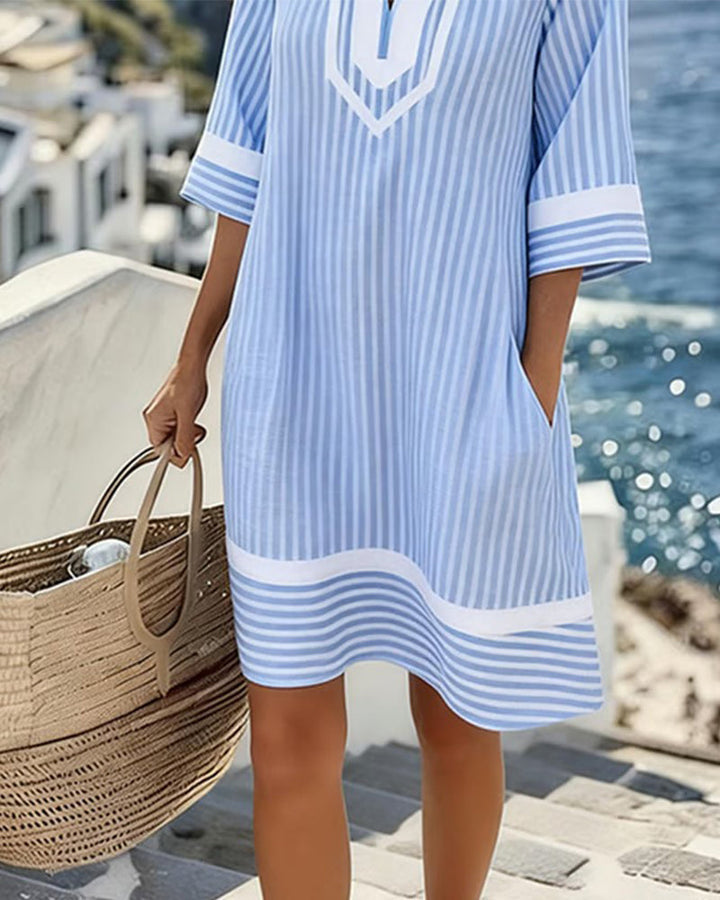 Klara | Lightweight Striped V-Neck Dress
