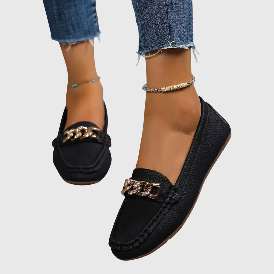 Eden | Flat Diamond Buckle Loafers