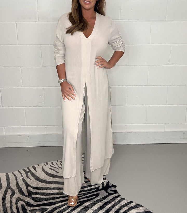 Cherly | Flowing Blouse and Wide Pants Set