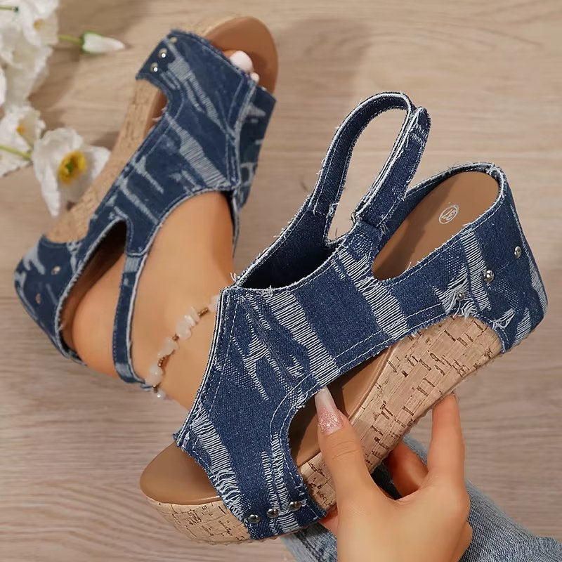 Deni | Cork Wedge Sandals