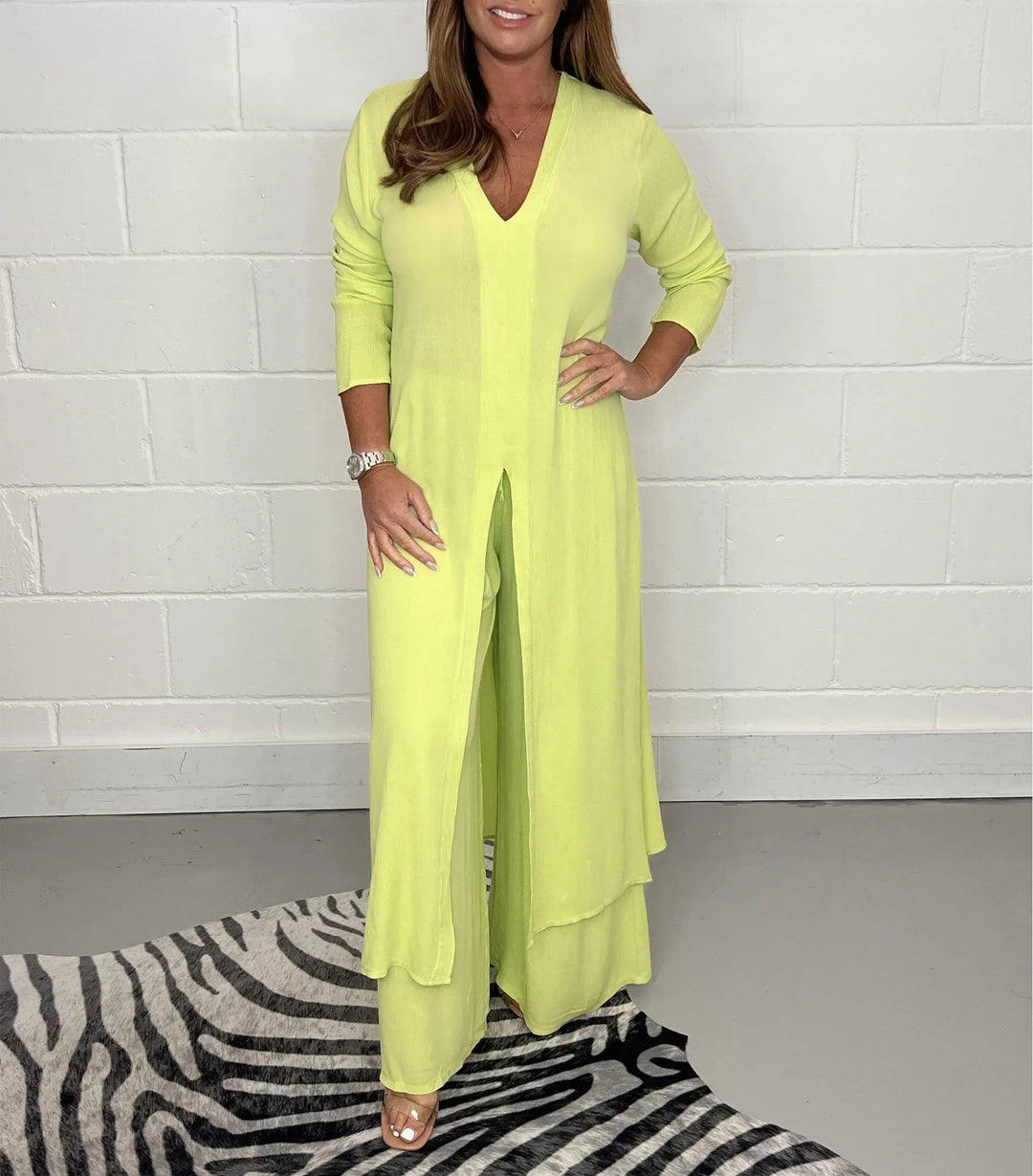 Cherly | Flowing Blouse and Wide Pants Set