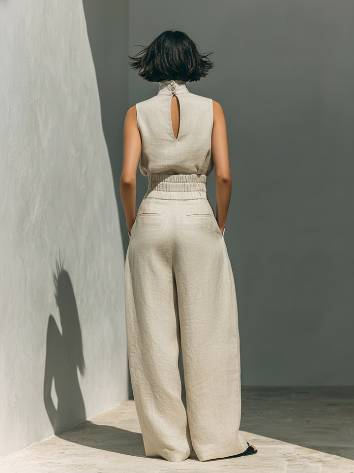 Maria | Tank Top and Wide Linen Pants Set