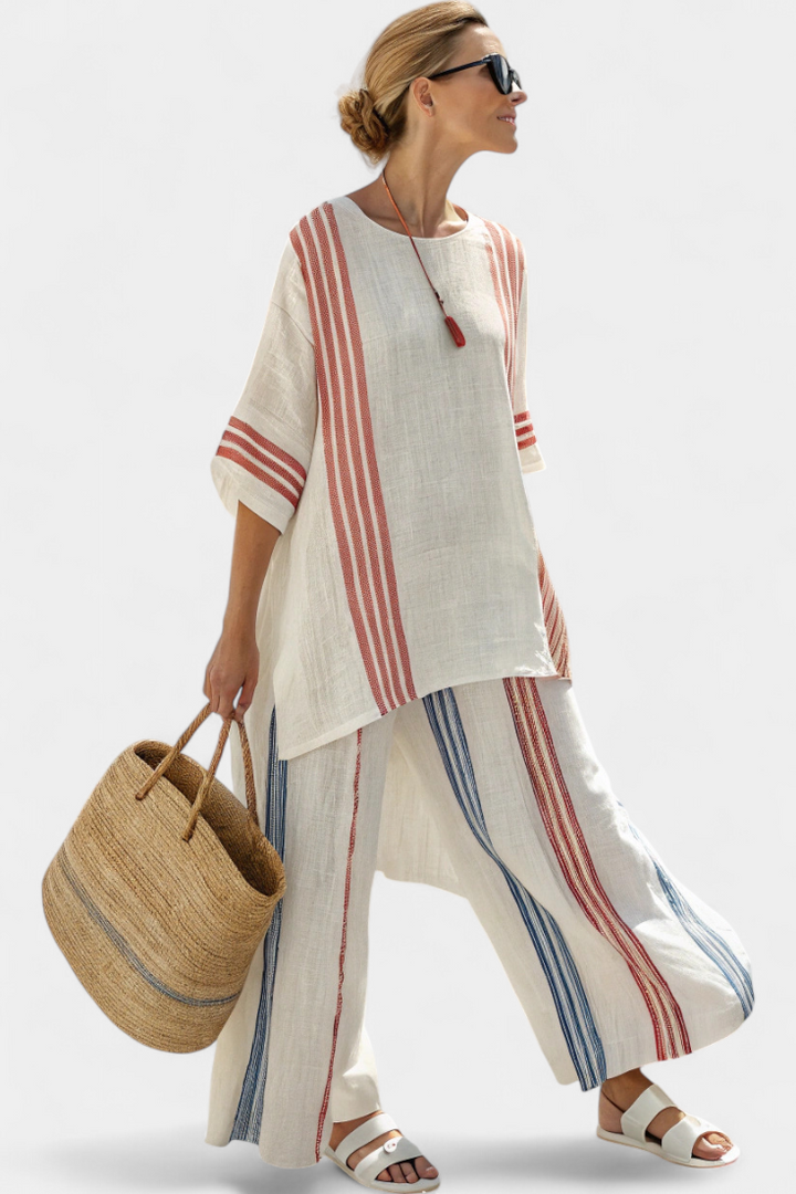 Alodia | Striped Top and Wide Pants Set