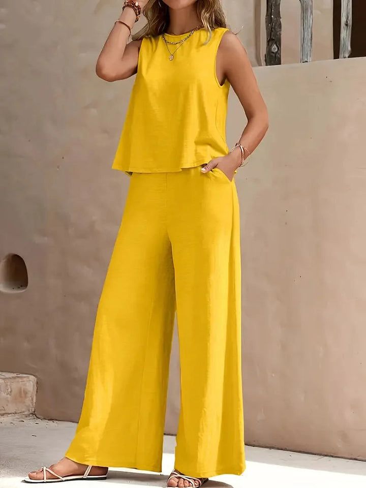 Danielle | Sleeveless Top and Wide Pants Set