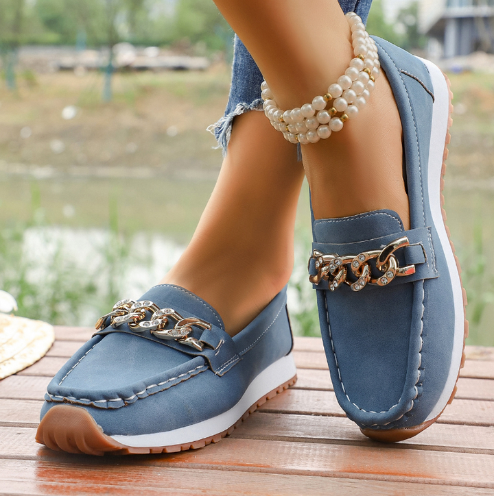 Elle | Orthopedic Diamond Buckle Loafers