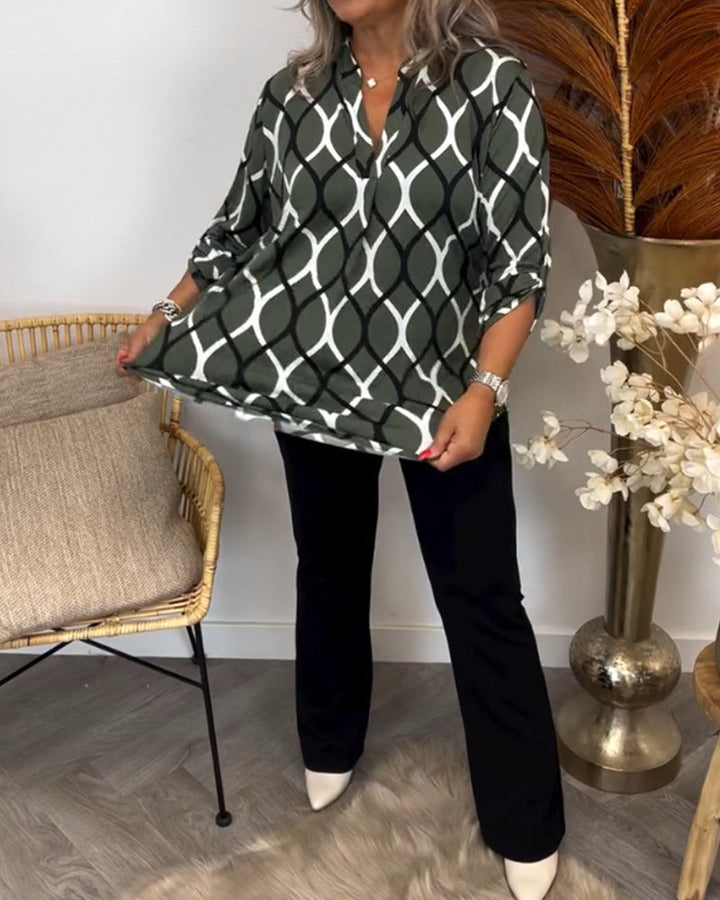 Amelia | Casual Patterned Long-Sleeve Blouse