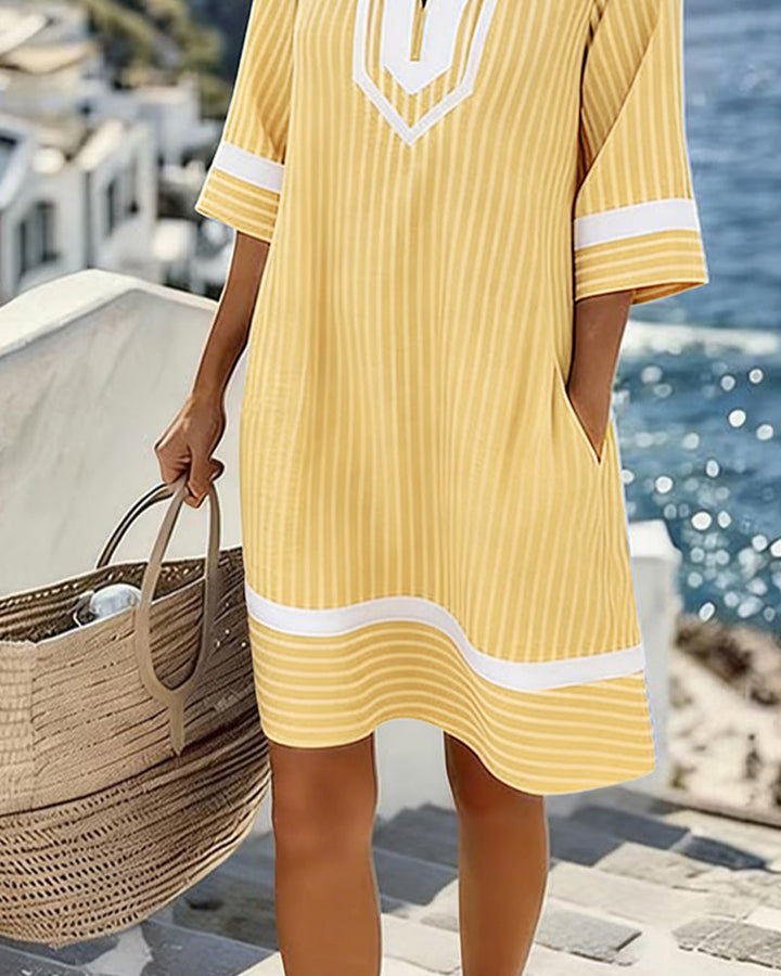 Klara | Lightweight Striped V-Neck Dress
